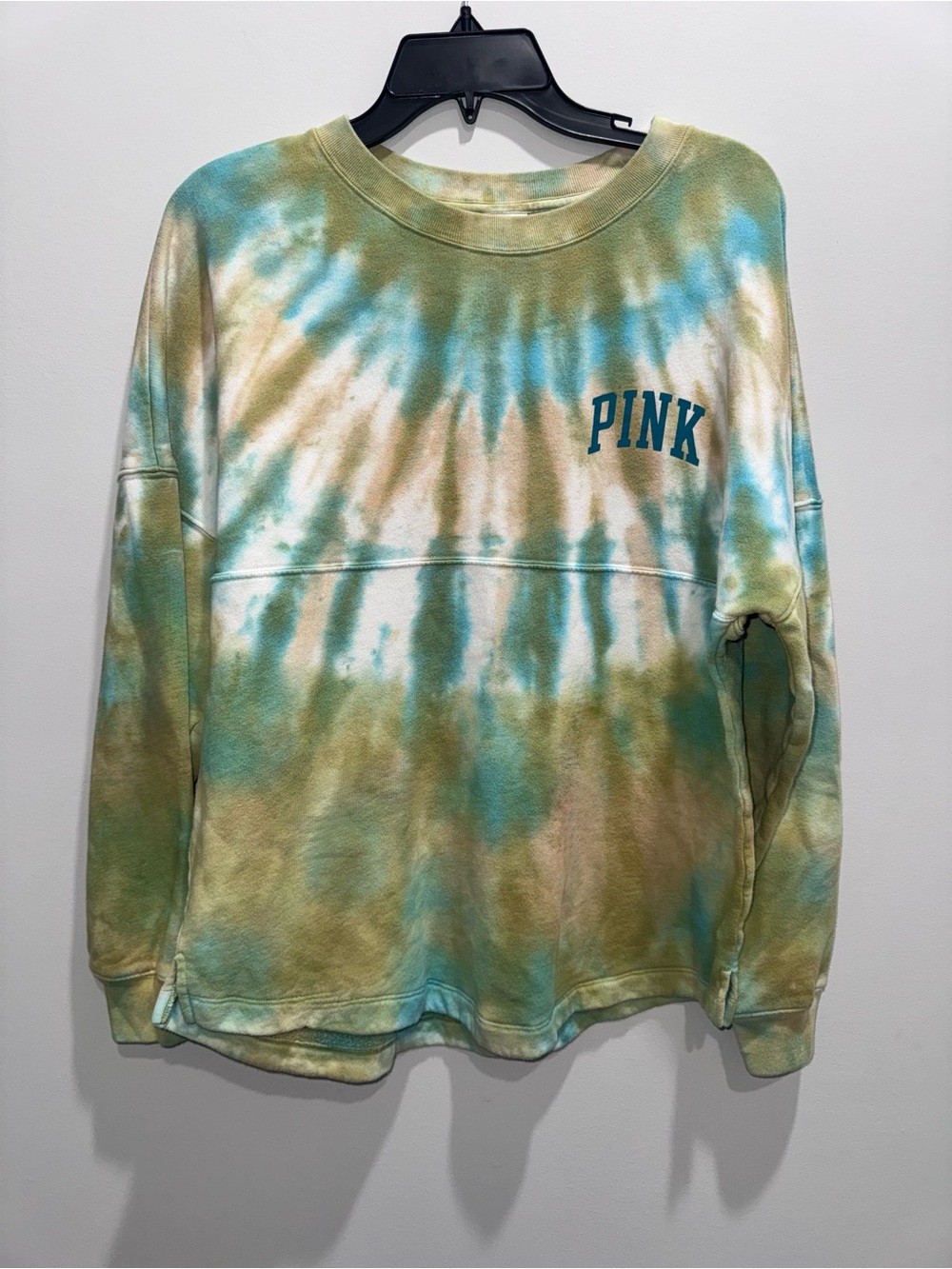 PINK Victoria's Secret Tie-Dye Crewneck Sweatshirt - Blue, Green & Cream